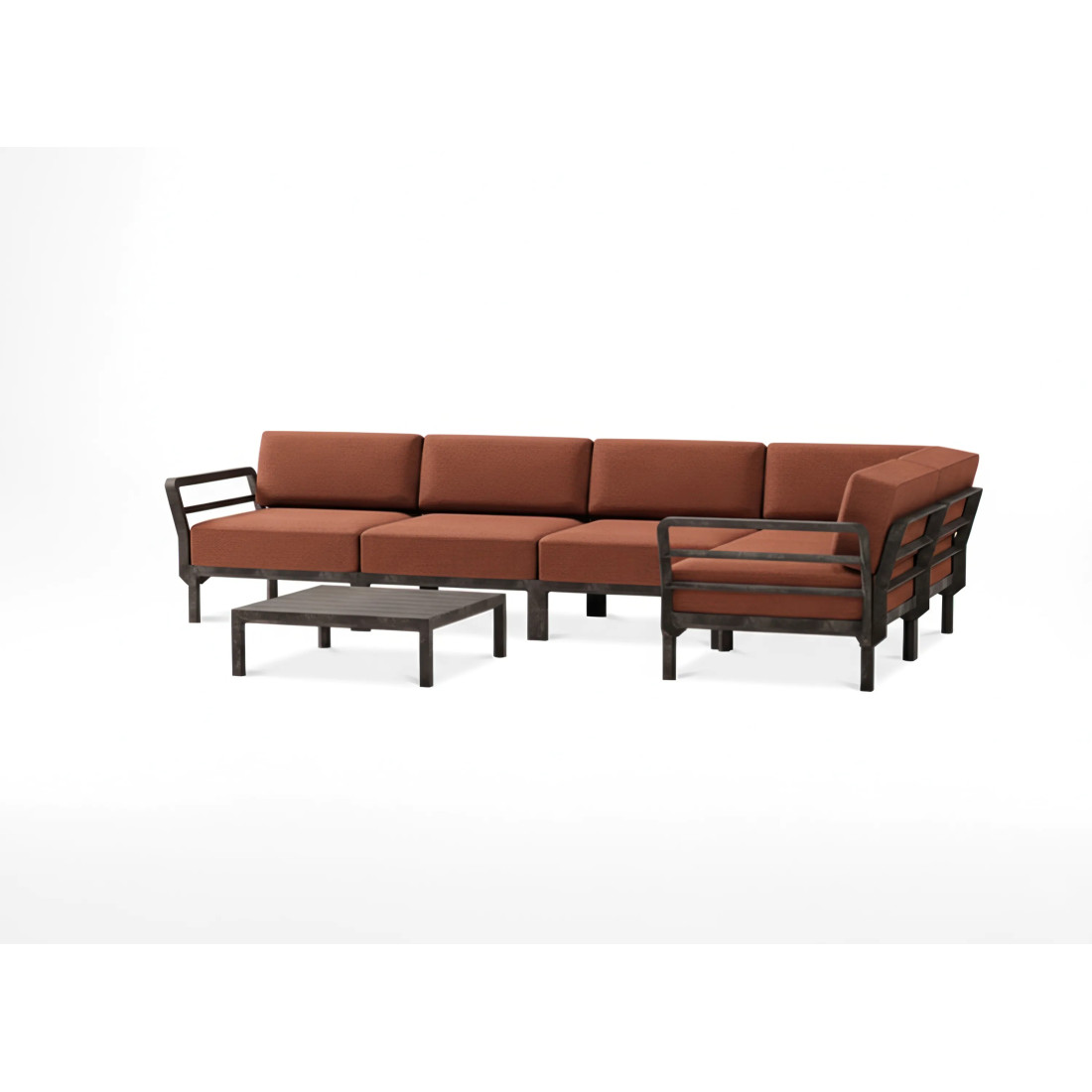 MAXIMO 5 BASALTO-CANNELLA CORNER SOFA + MAXIMO BASALTO TABLE