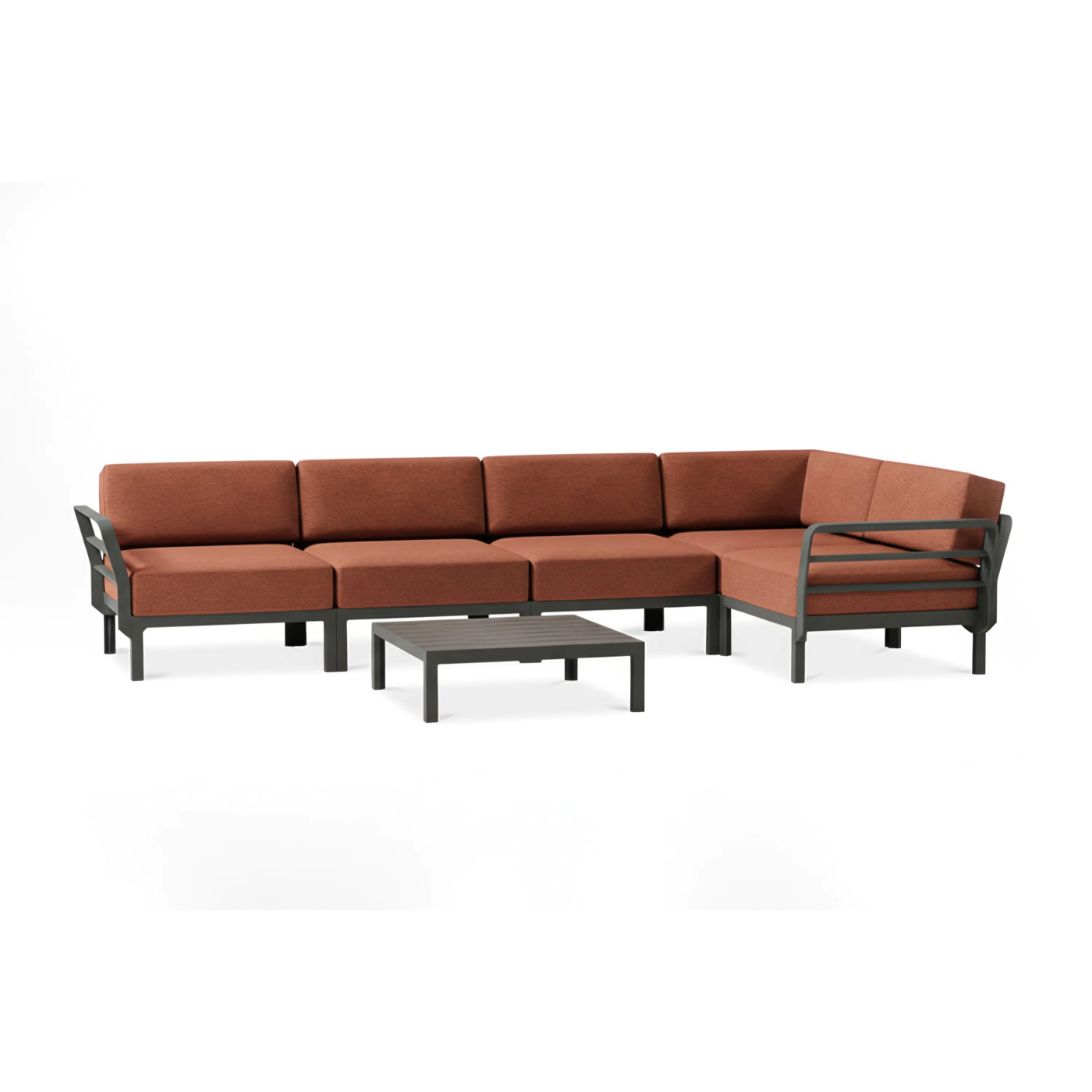 MAXIMO 5 BASALTO-CANNELLA CORNER SOFA + MAXIMO BASALTO TABLE