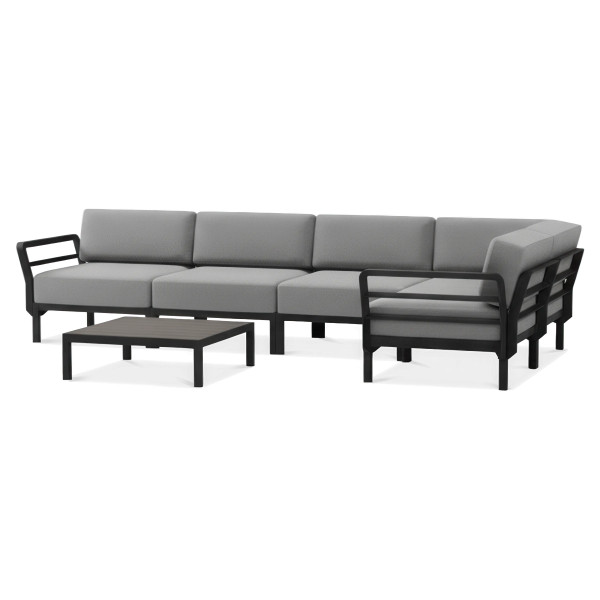 MAXIMO 5 BASALTO-LAVA CORNER SOFA + MAXIMO BASALTO TABLE