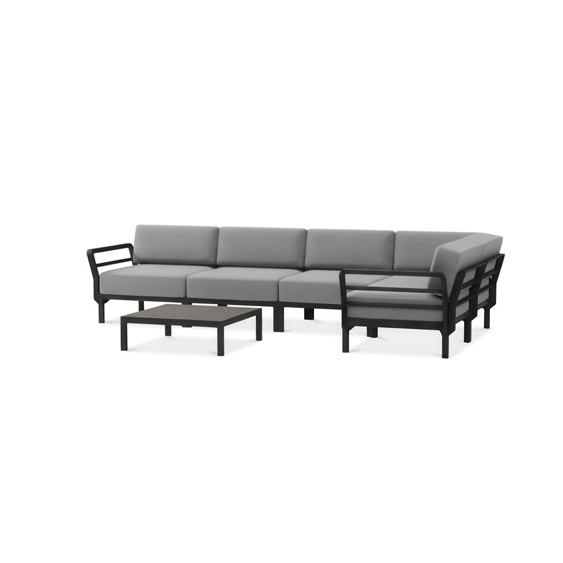 MAXIMO 5 BASALTO-LAVA CORNER SOFA + MAXIMO BASALTO TABLE