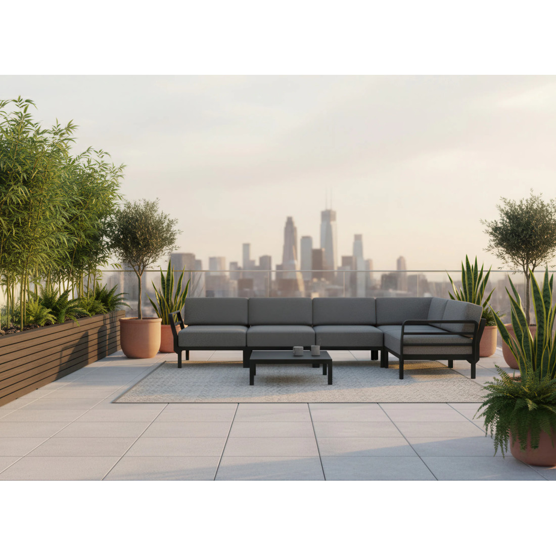 MAXIMO 5 NAROŻNIK BASALTO-LAVA+MAXIMO TABLE BASALTO