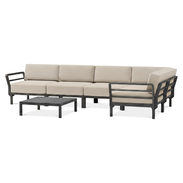 MAXIMO 5 BASALTO-PERLA CORNER SOFA + MAXIMO BASALTO TABLE