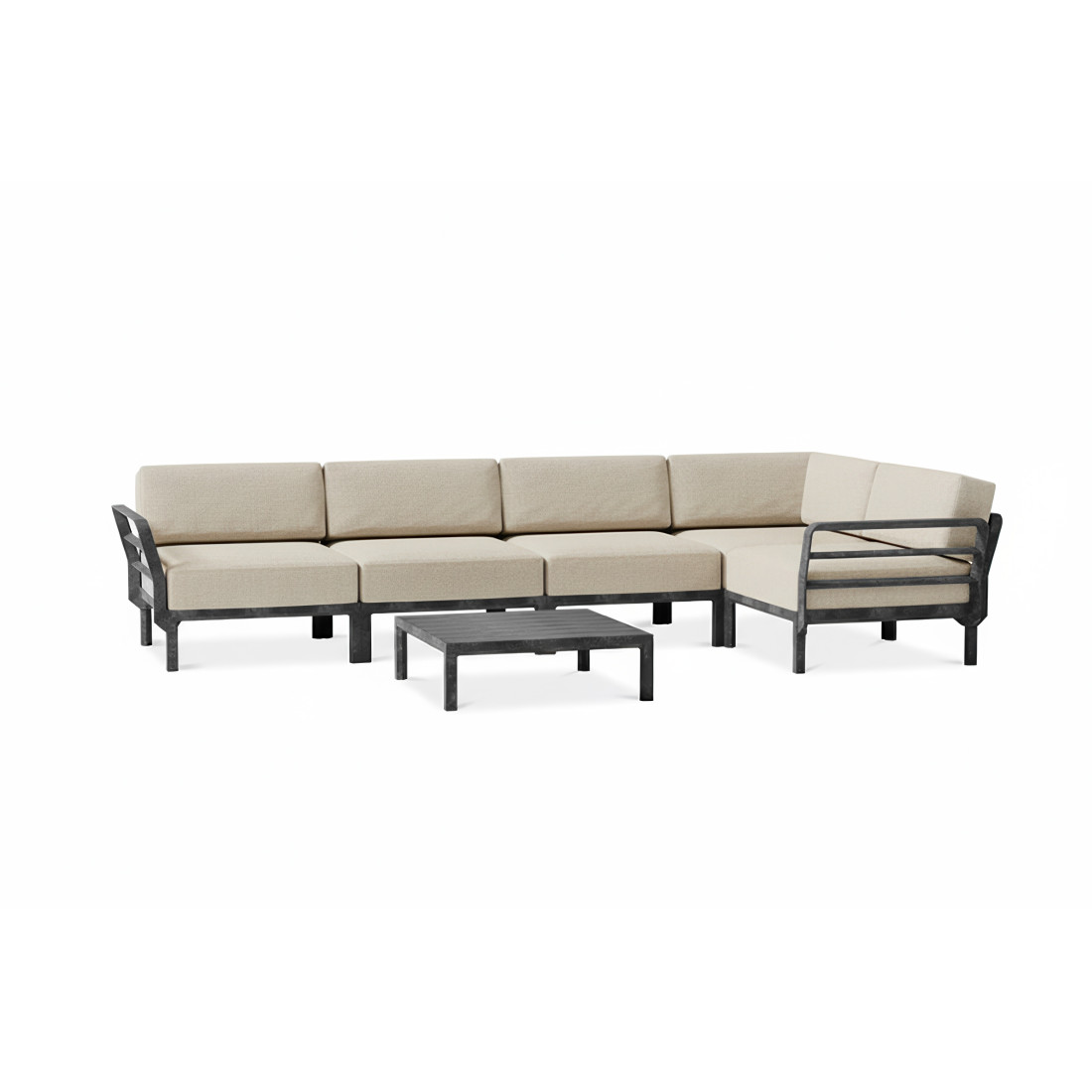 MAXIMO 5 BASALTO-PERLA CORNER SOFA + MAXIMO BASALTO TABLE