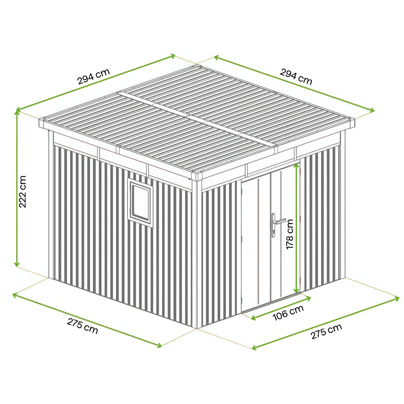 OTTAWA 10x10 METAL SHED GREY ALUMINIUM