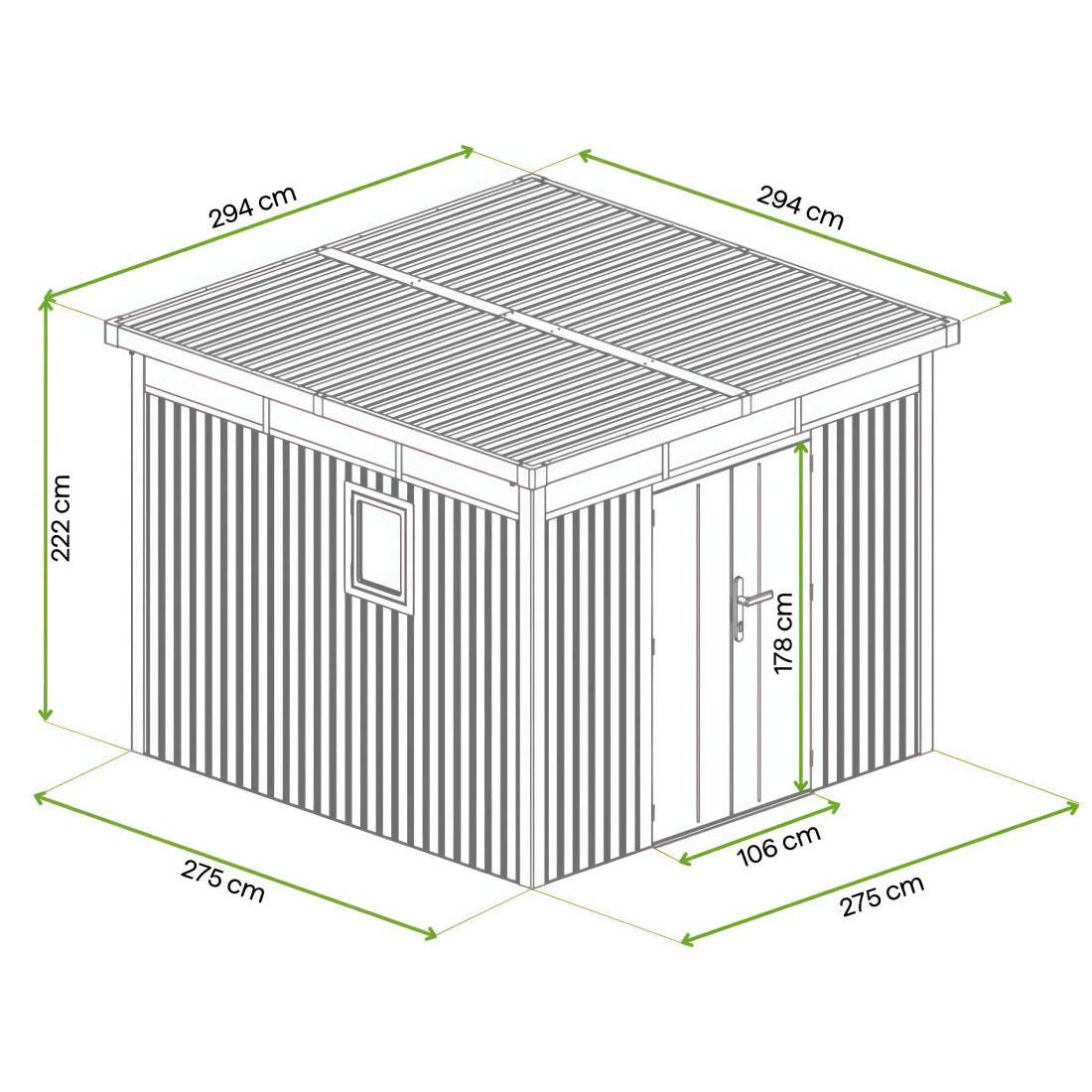 OTTAWA 10x10 METAL SHED GREY ALUMINIUM