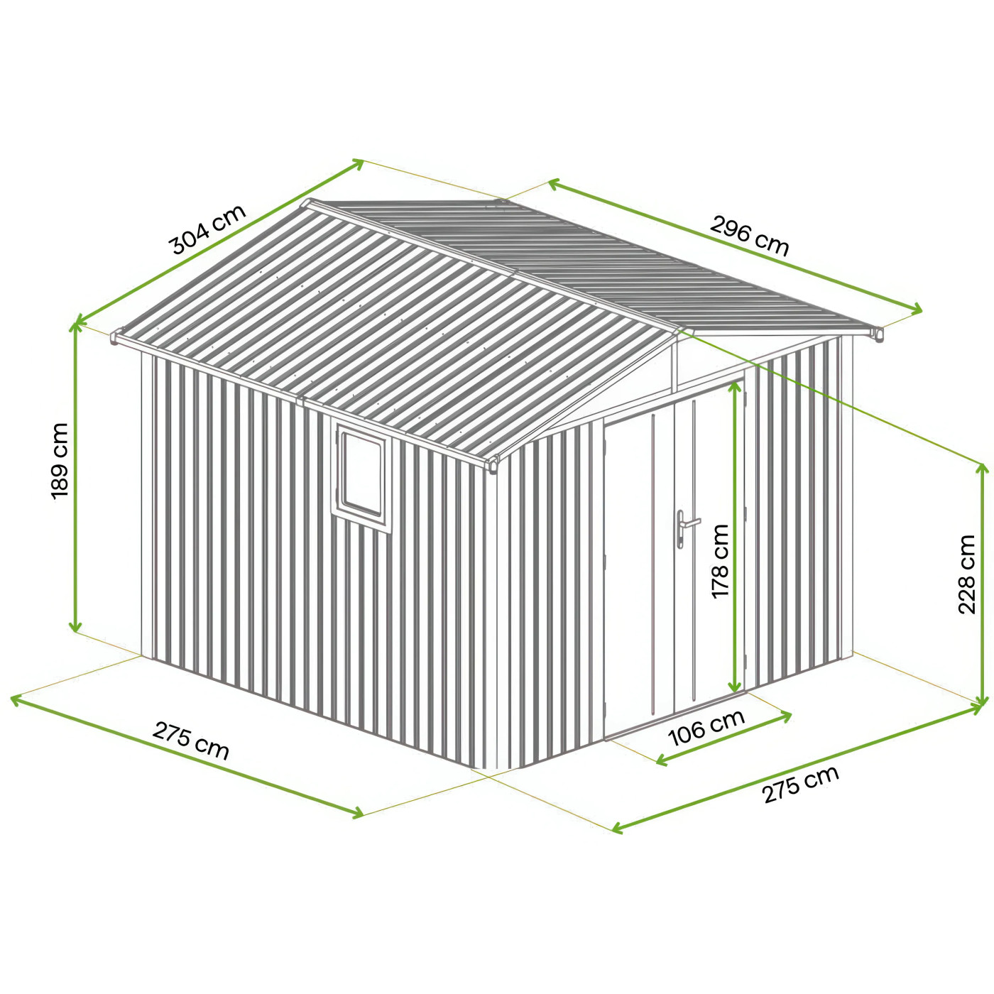 MICHIGAN 10x10 METAL SHED GREY ALUMINIUM