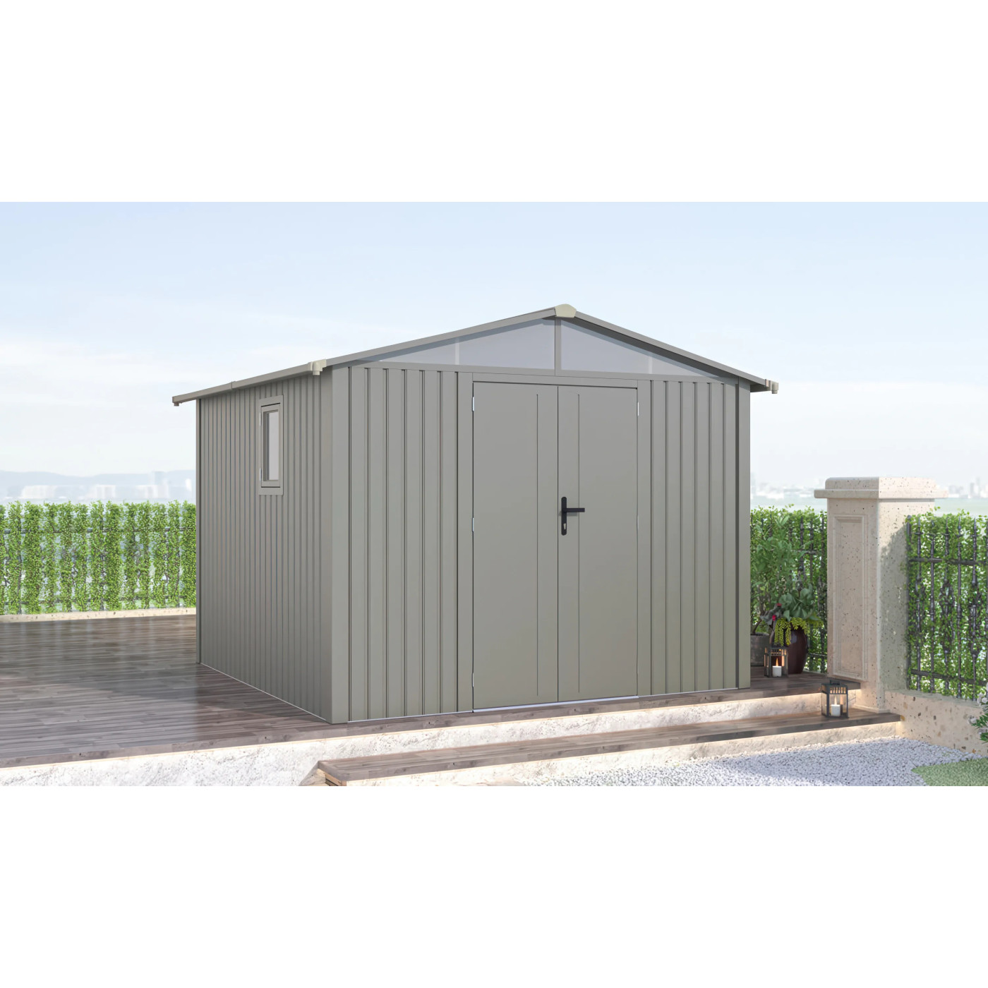 MICHIGAN 10x10 METAL SHED GREY ALUMINIUM