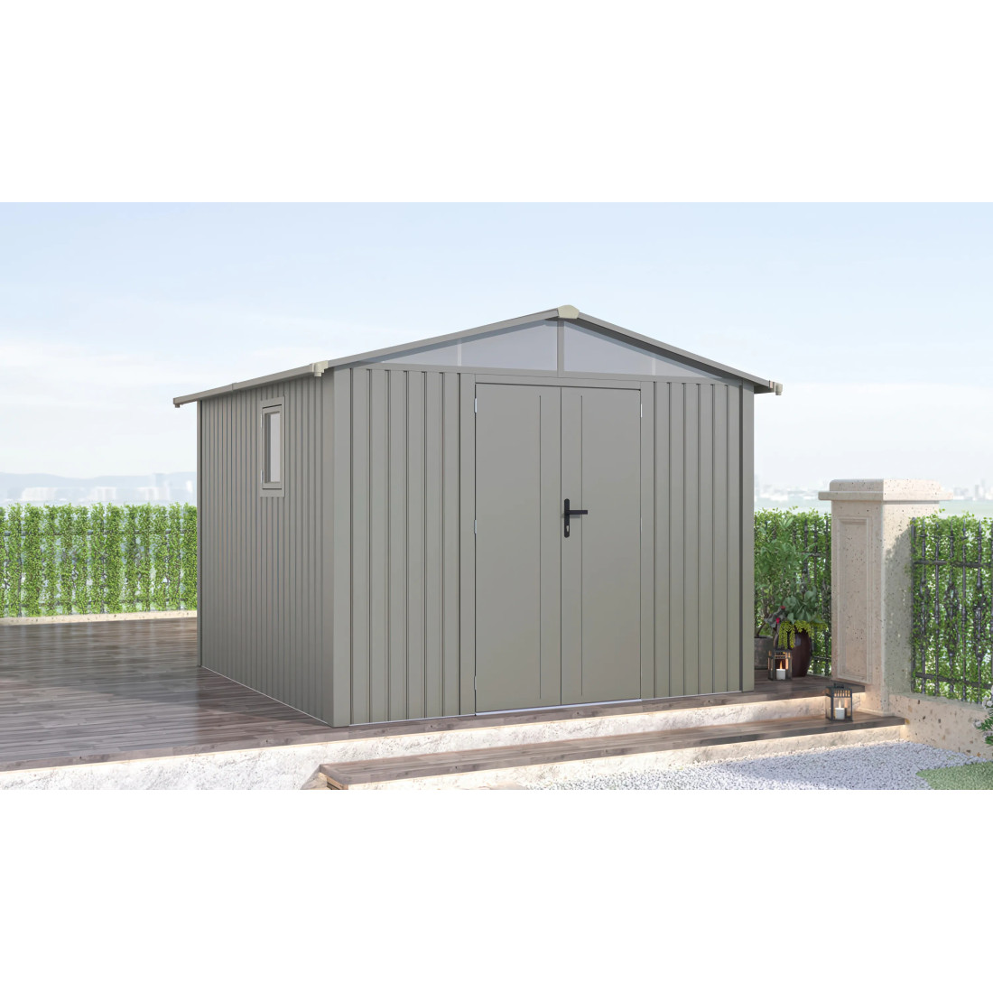 MICHIGAN 10x10 METAL SHED GREY ALUMINIUM