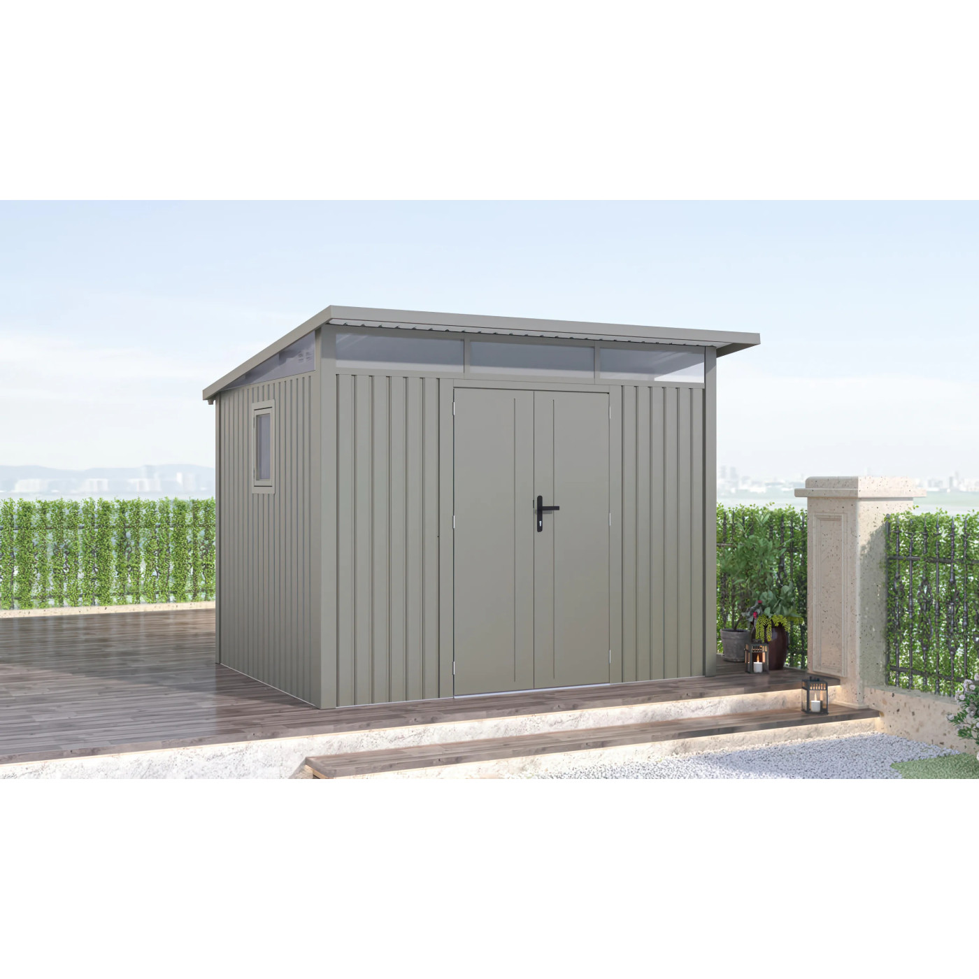 PORTLAND 9x8 DOMEK METALOWY GREY ALUMINIUM