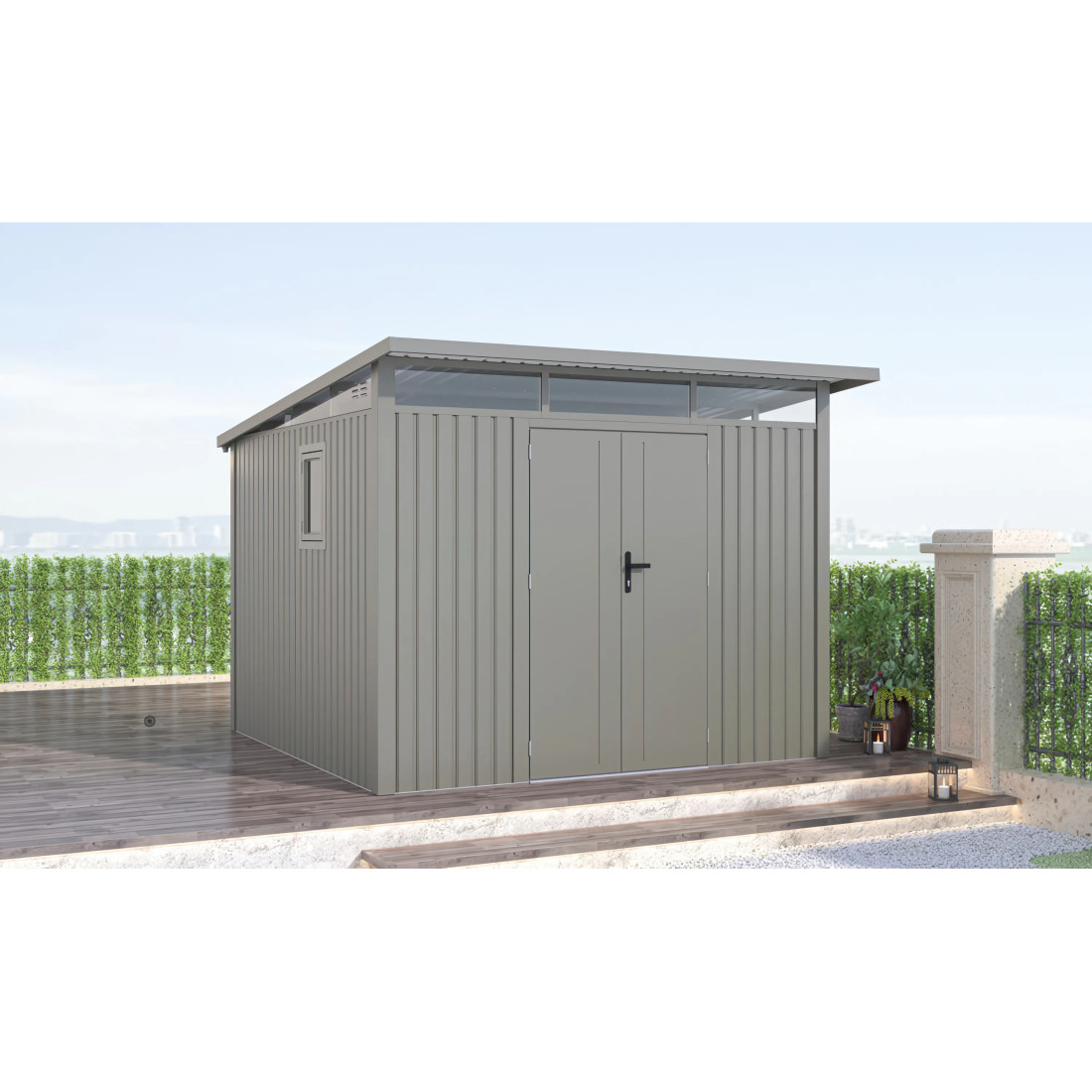 PORTLAND 9x10 METAL SHED GREY ALUMINIUM