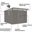 PORTLAND 9x10 METAL SHED GREY ALUMINIUM