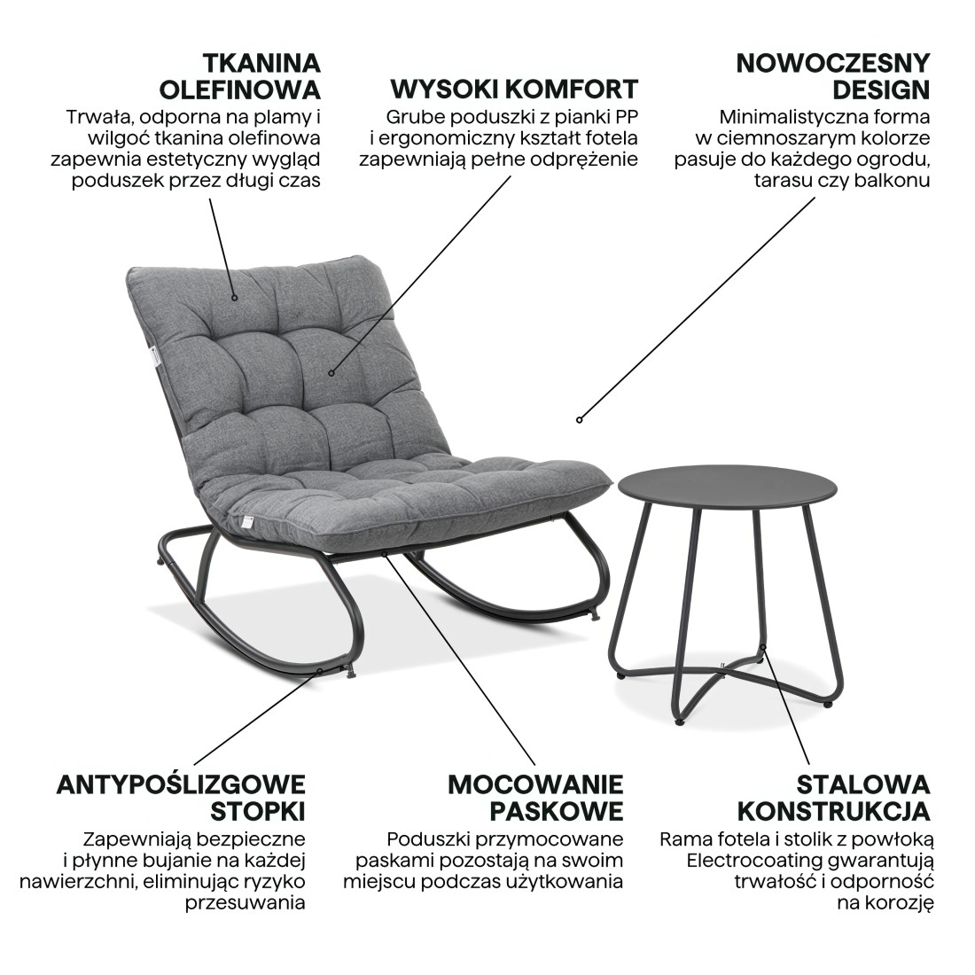 AGAVA+STOLIK ART ZESTAW DARK GREY