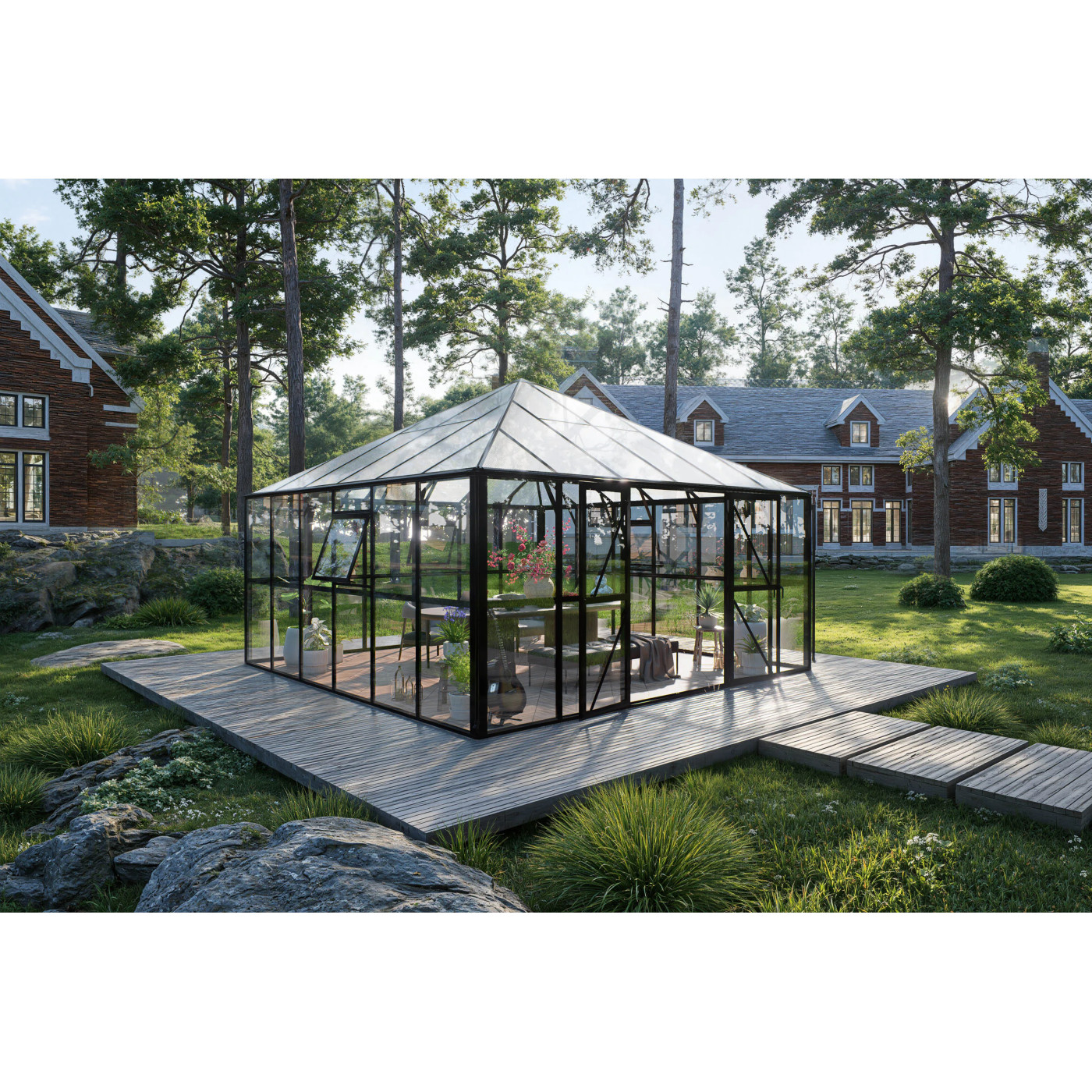 BROADWAY 436x436 WINTER GARDEN (PC+GLASS) BLACK