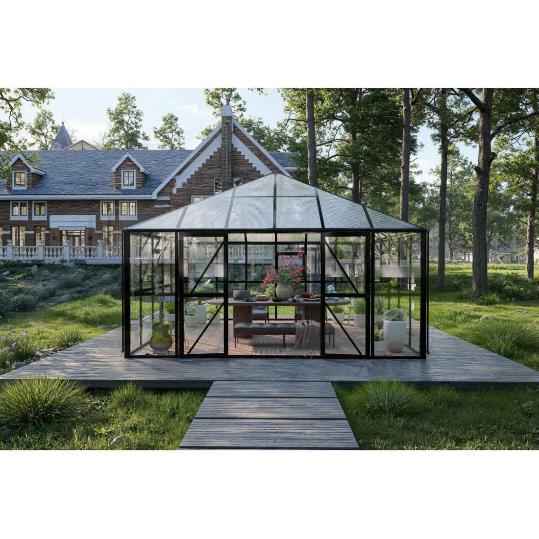 BROADWAY 436x436 WINTER GARDEN (PC+GLASS) BLACK