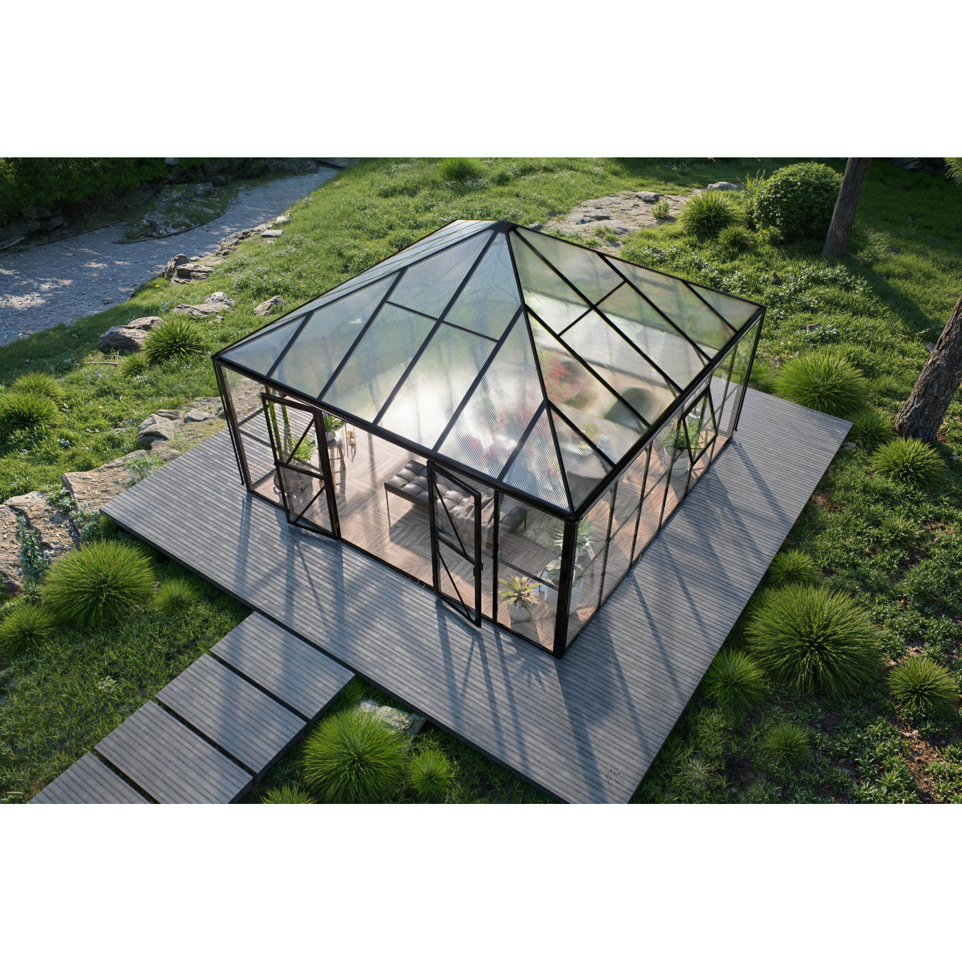 BROADWAY 436x436 WINTER GARDEN (PC+GLASS) BLACK