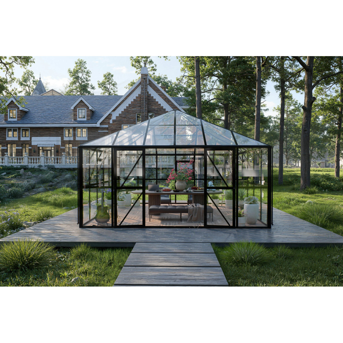 BROADWAY 436x436 WINTER GARDEN (SOLID PC+GLASS) BLACK