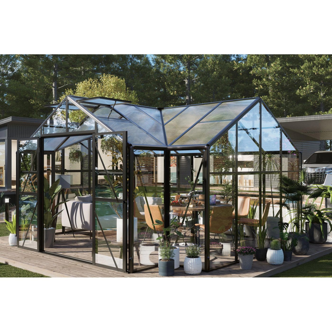 TRIBECA 433x360 WINTER GARDEN (PC+GLASS) BLACK