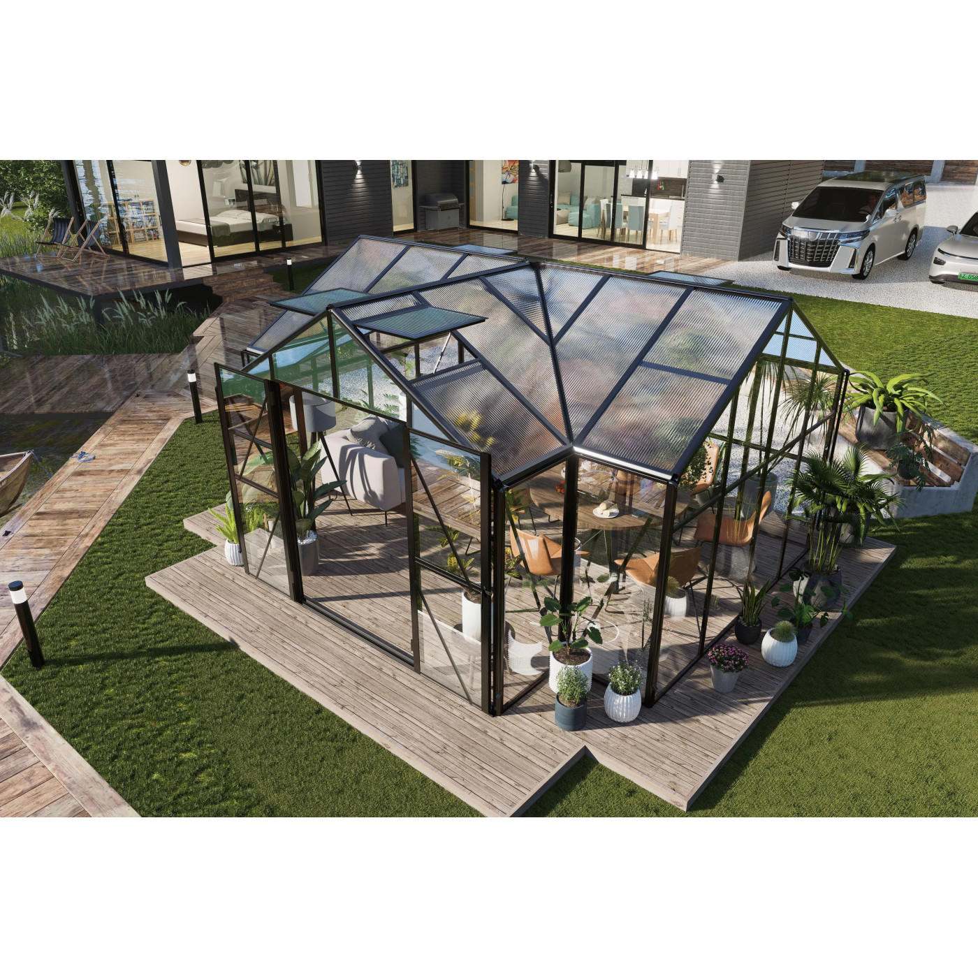 TRIBECA 433x360 WINTER GARDEN (PC+GLASS) BLACK