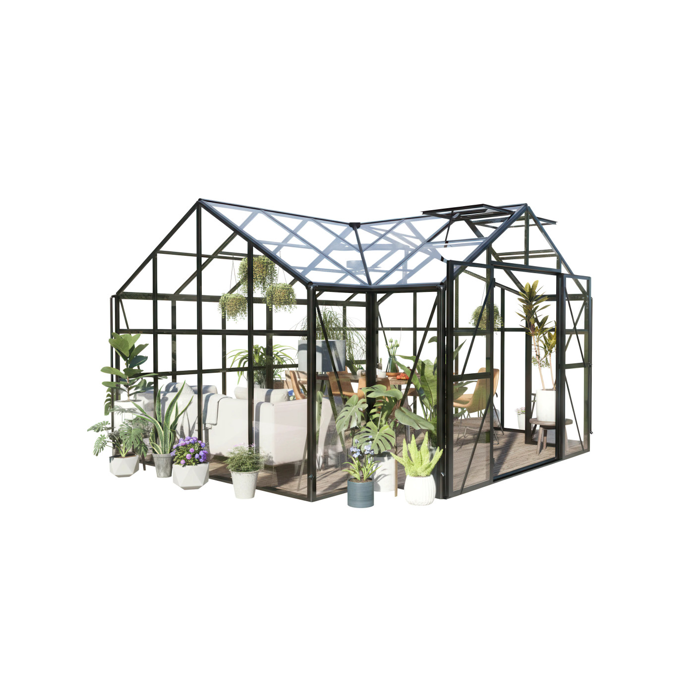 TRIBECA 433x360 WINTER GARDEN (SOLID PC+GLASS) BLACK