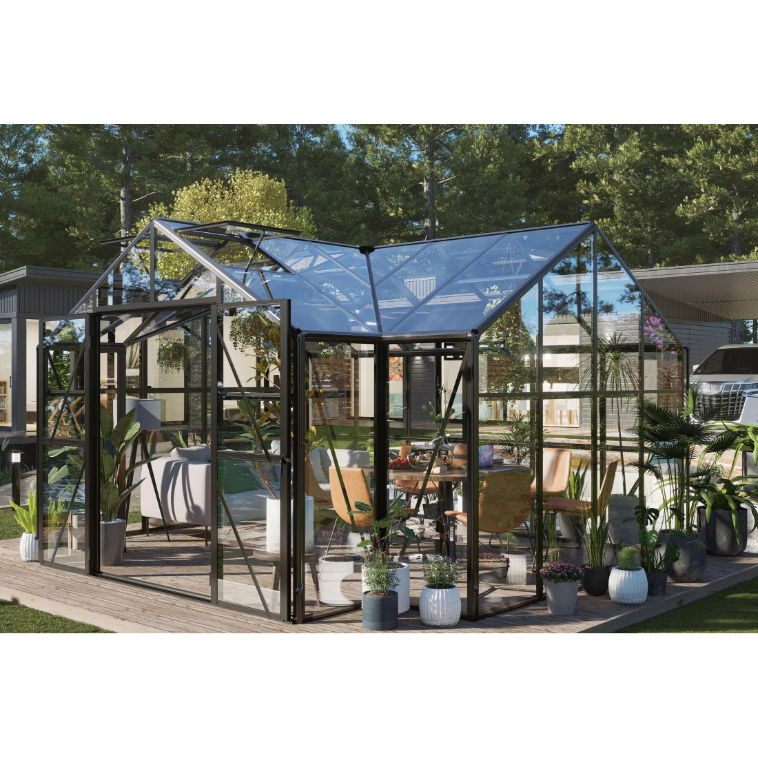 TRIBECA 433x360 WINTER GARDEN (SOLID PC+GLASS) BLACK