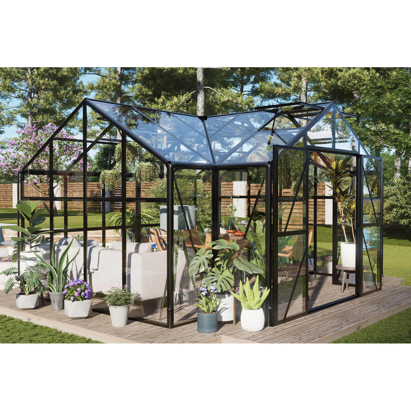 TRIBECA 433x360 WINTER GARDEN (SOLID PC+GLASS) BLACK