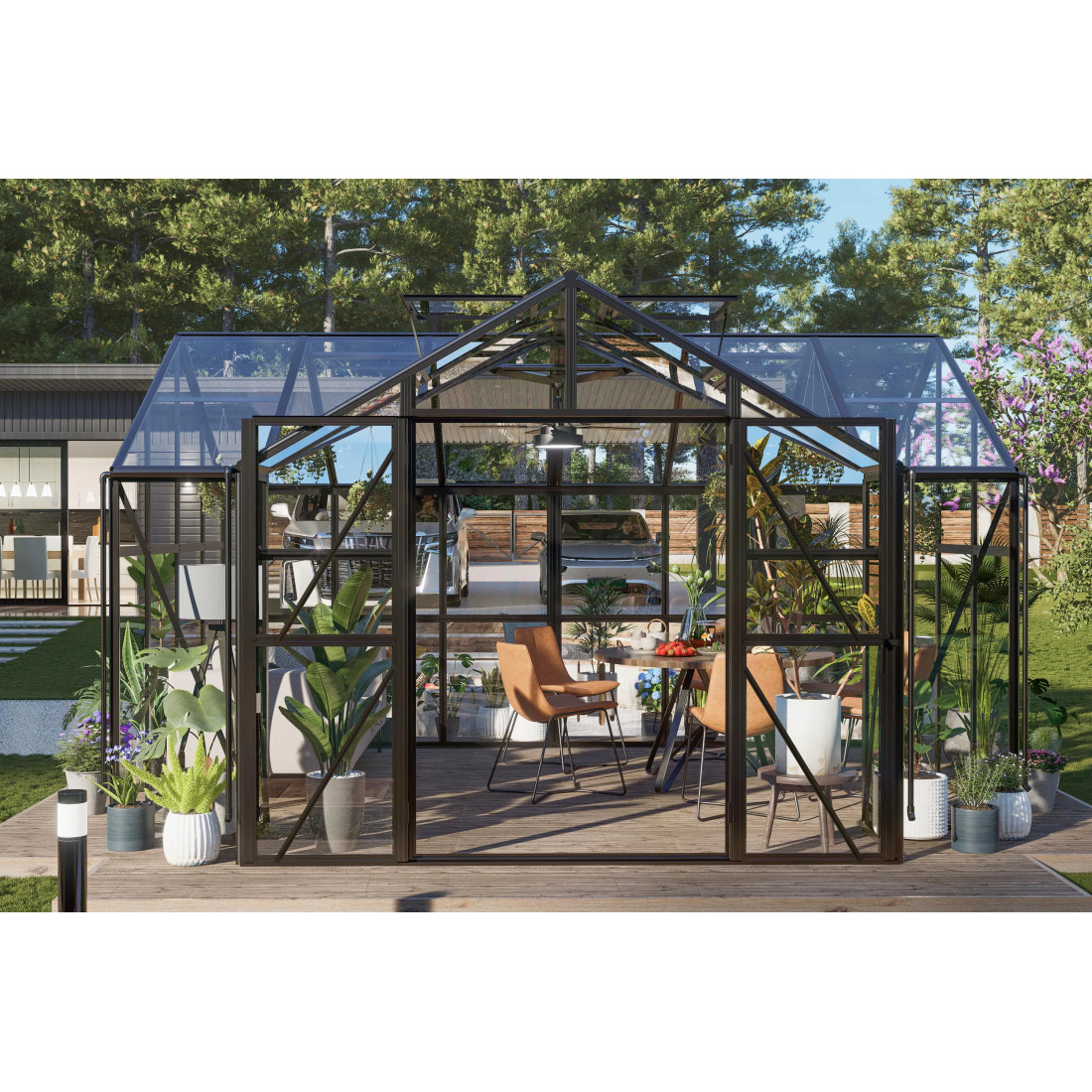 TRIBECA 433x360 WINTER GARDEN (SOLID PC+GLASS) BLACK