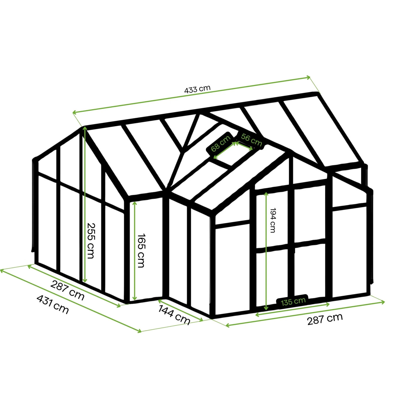 TRIBECA 433x431 OGRÓD ZIMOWY (PC+GLASS) BLACK