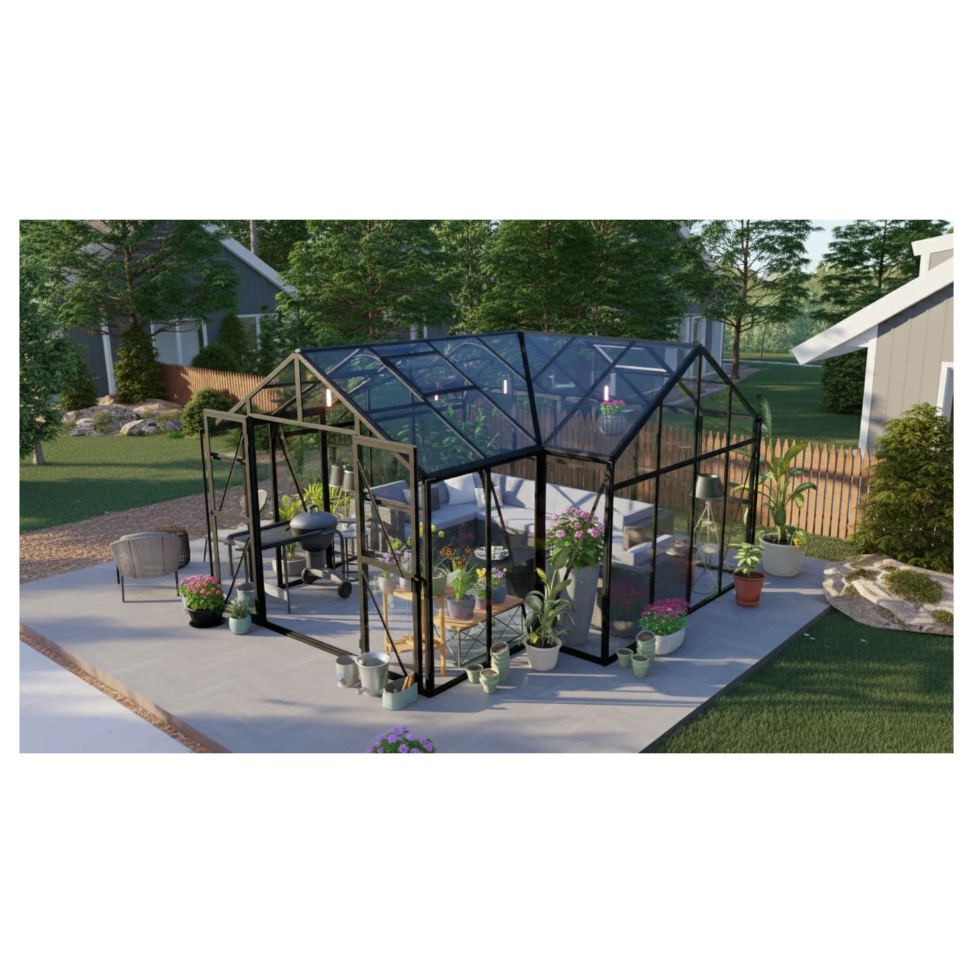 TRIBECA 433x431 WINTER GARDEN (SOLID PC+GLASS) BLACK