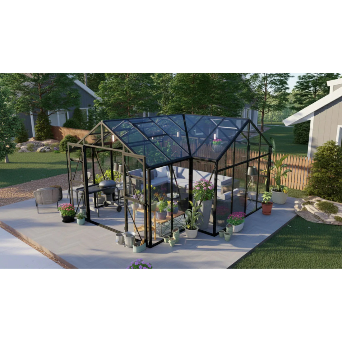 TRIBECA 433x431 WINTER GARDEN (SOLID PC+GLASS) BLACK