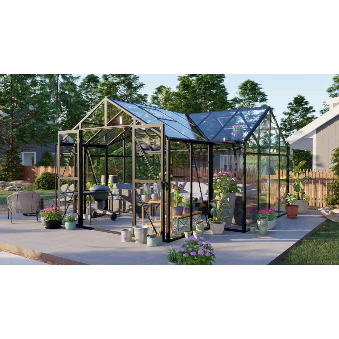 TRIBECA 433x431 WINTER GARDEN (SOLID PC+GLASS) BLACK