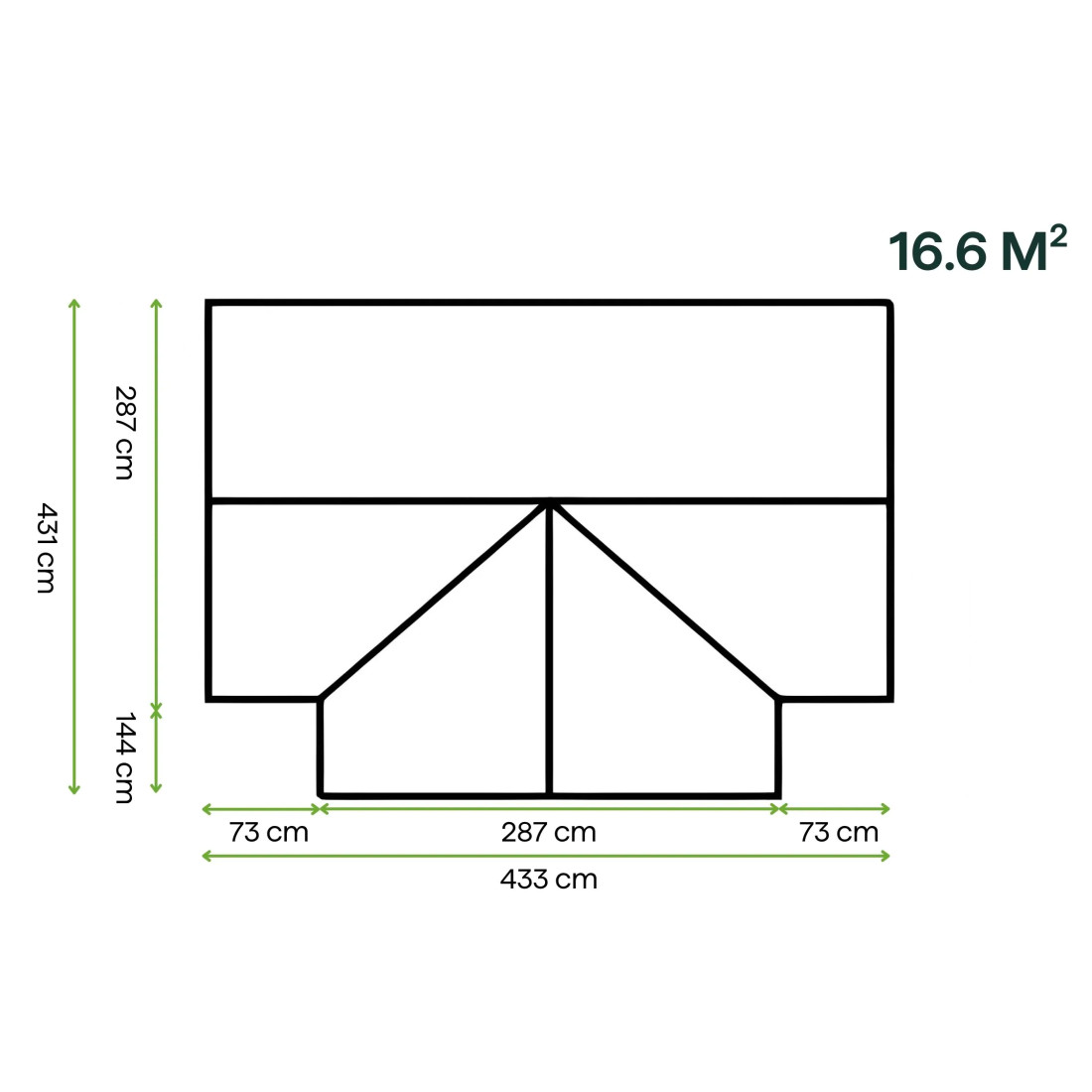 TRIBECA 433x431 WINTER GARDEN (SOLID PC+GLASS) BLACK