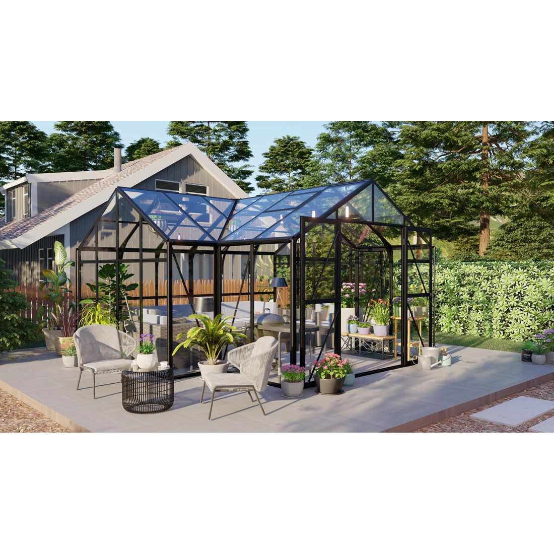 TRIBECA 433x431 WINTER GARDEN (SOLID PC+GLASS) BLACK