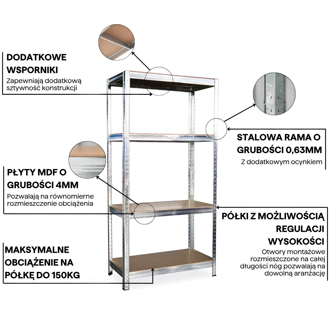 METAL SHELVING UNIT 150x70x30CM