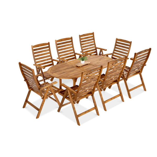 AKADIA DINING 190/8 ACACIA WOOD SET