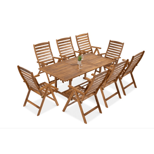 AKADIA DINING 200/8 ACACIA WOOD SET