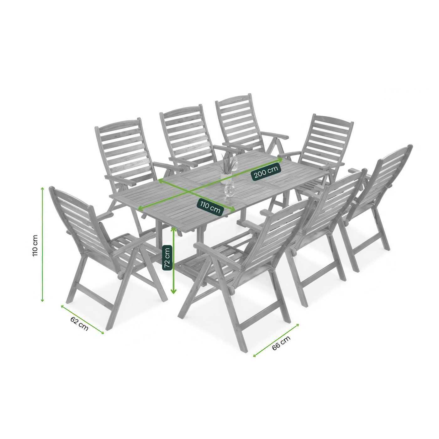 AKADIA DINING 200/8 ZESTAW ACACIA WOOD