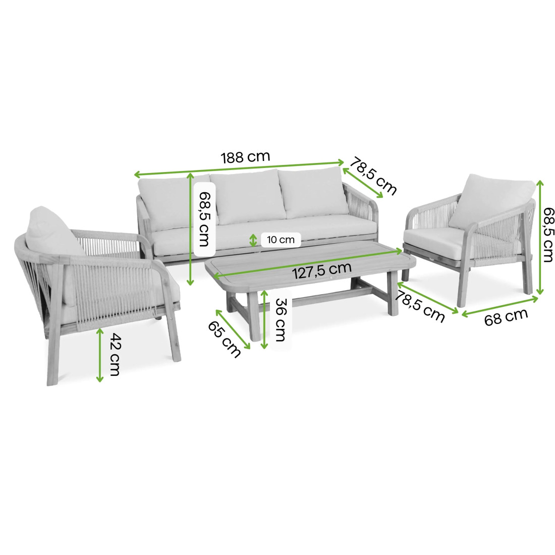 SKALA CAFFE ZESTAW ACACIA WOOD