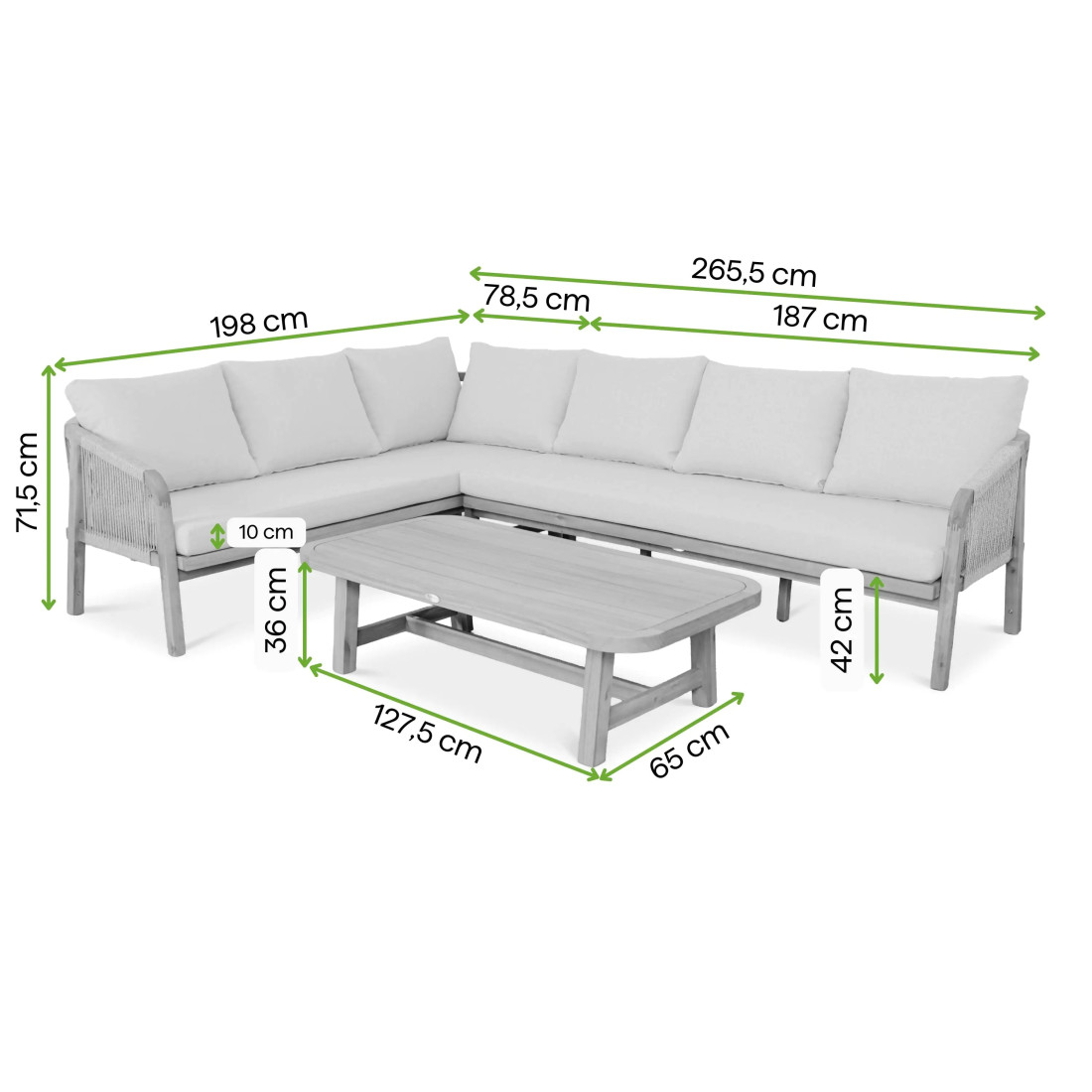 CAFFE CORNER SOFA ACACIA WOOD