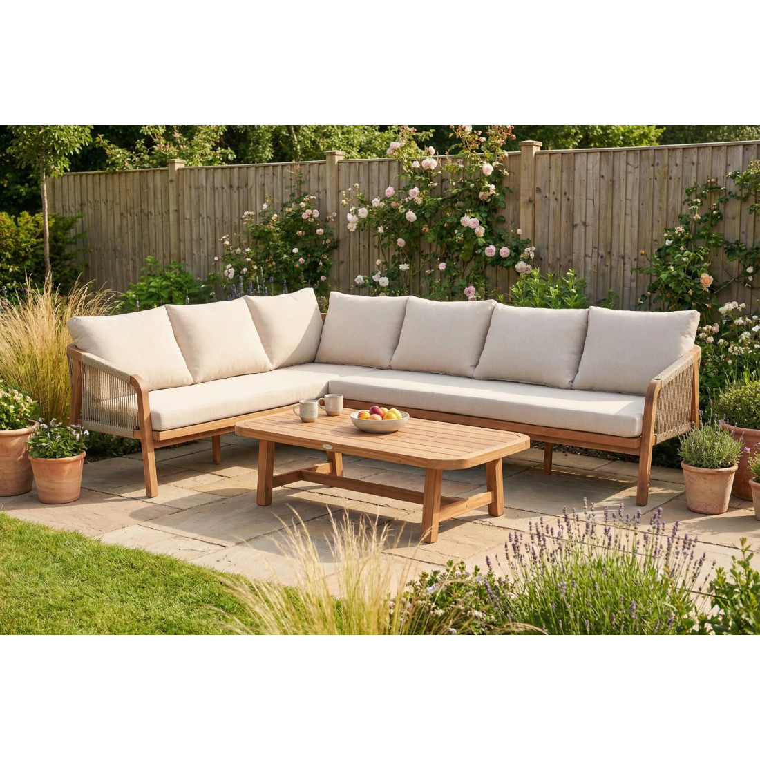 CAFFE CORNER SOFA ACACIA WOOD