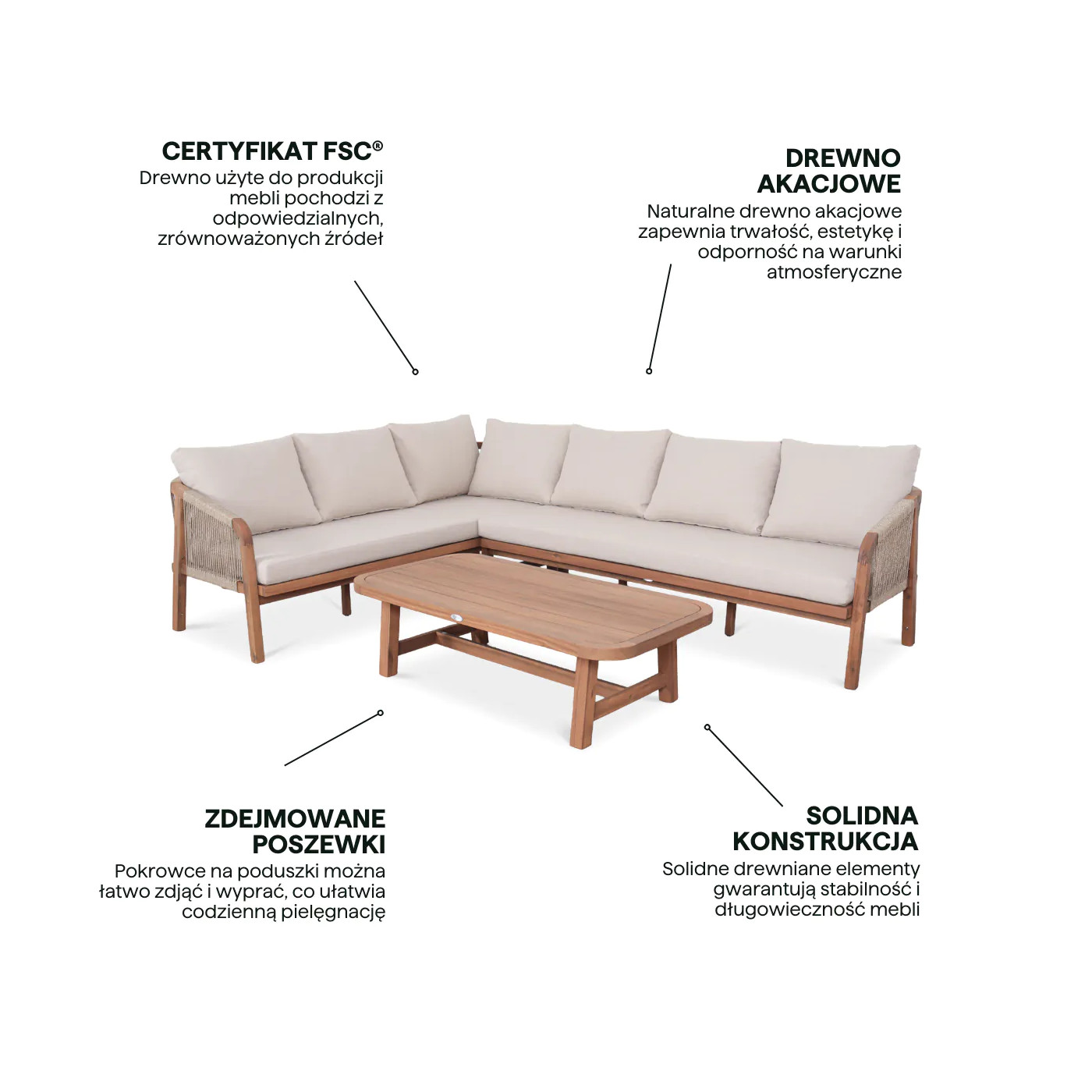 SKALA CAFFE NAROŻNIK ACACIA WOOD