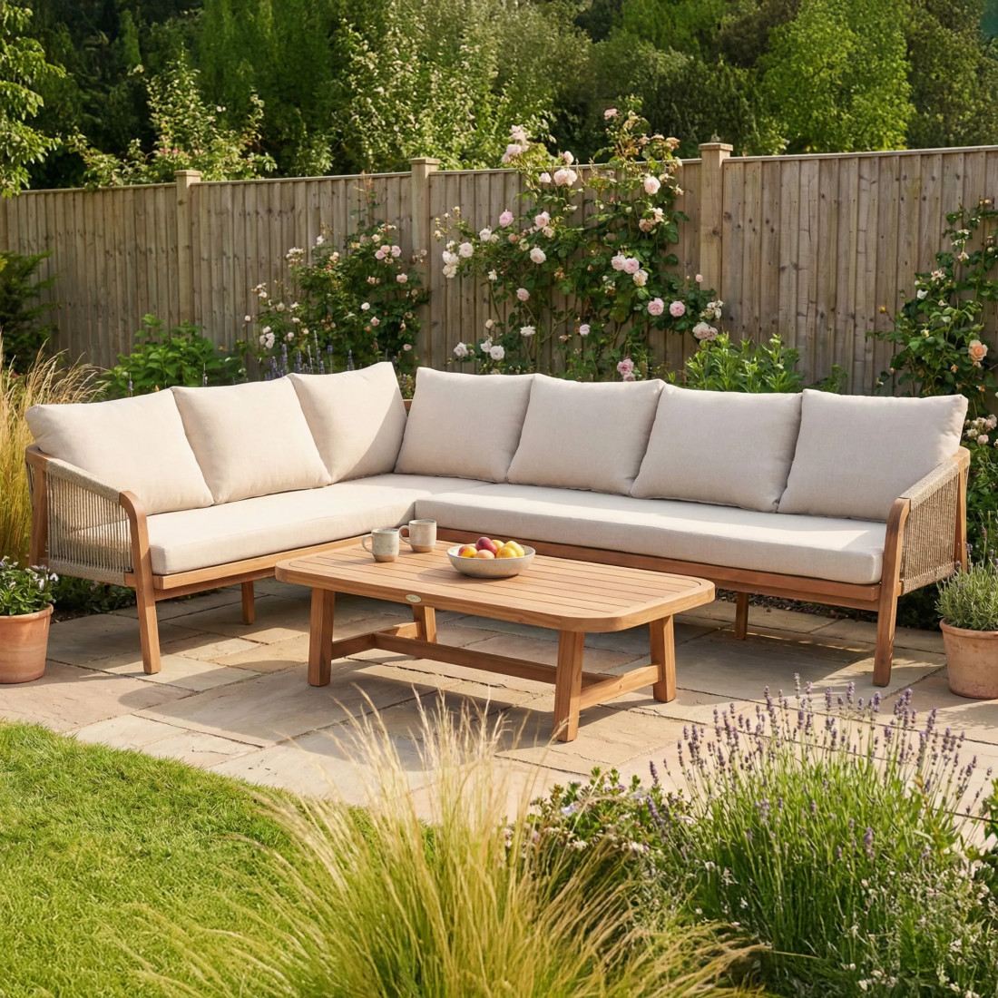 CAFFE CORNER SOFA ACACIA WOOD