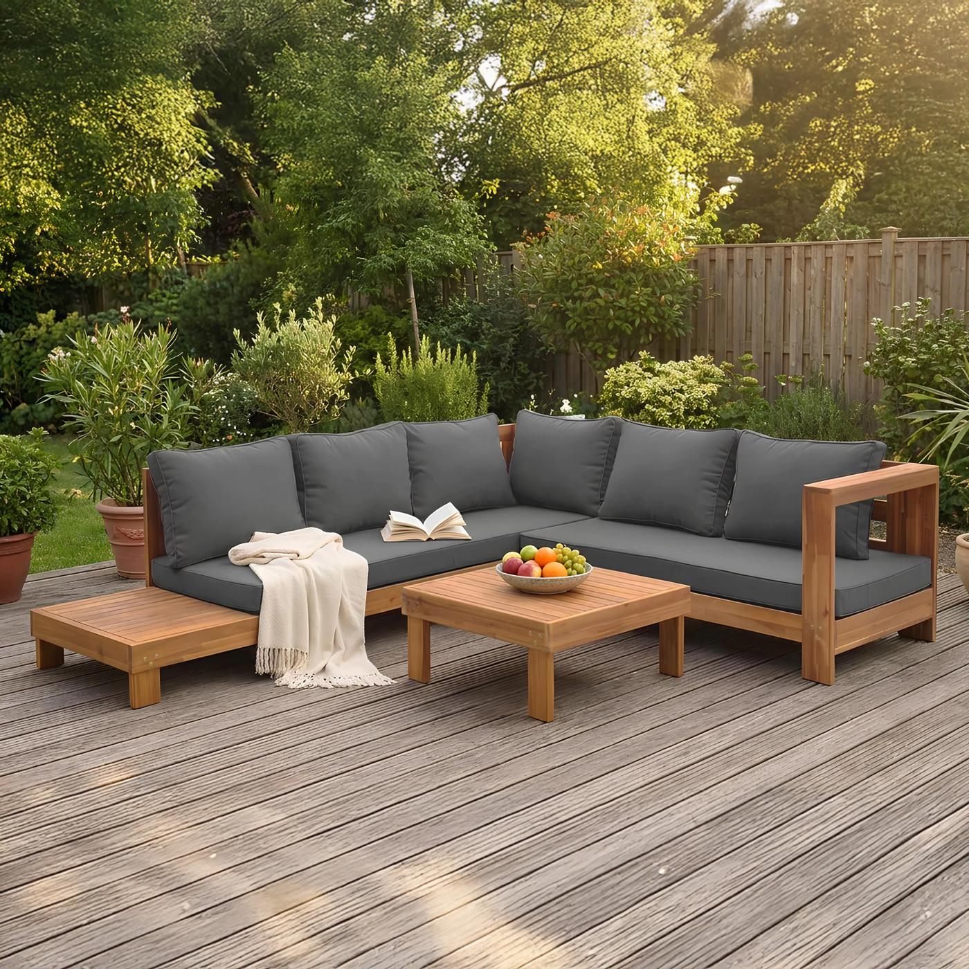 HAVLA CAFFE CORNER SOFA ACACIA WOOD