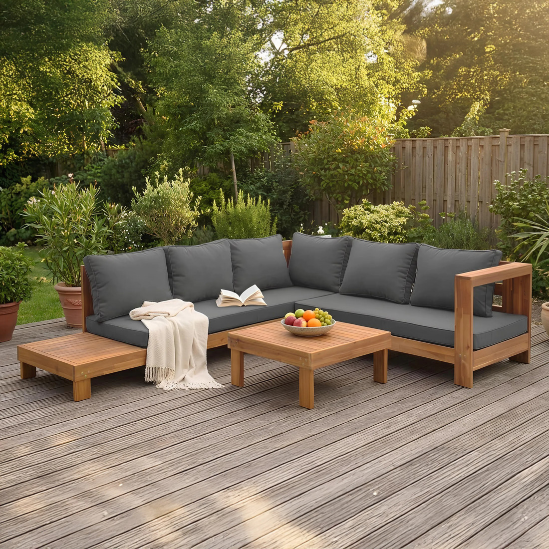 HAVLA CAFFE CORNER SOFA ACACIA WOOD