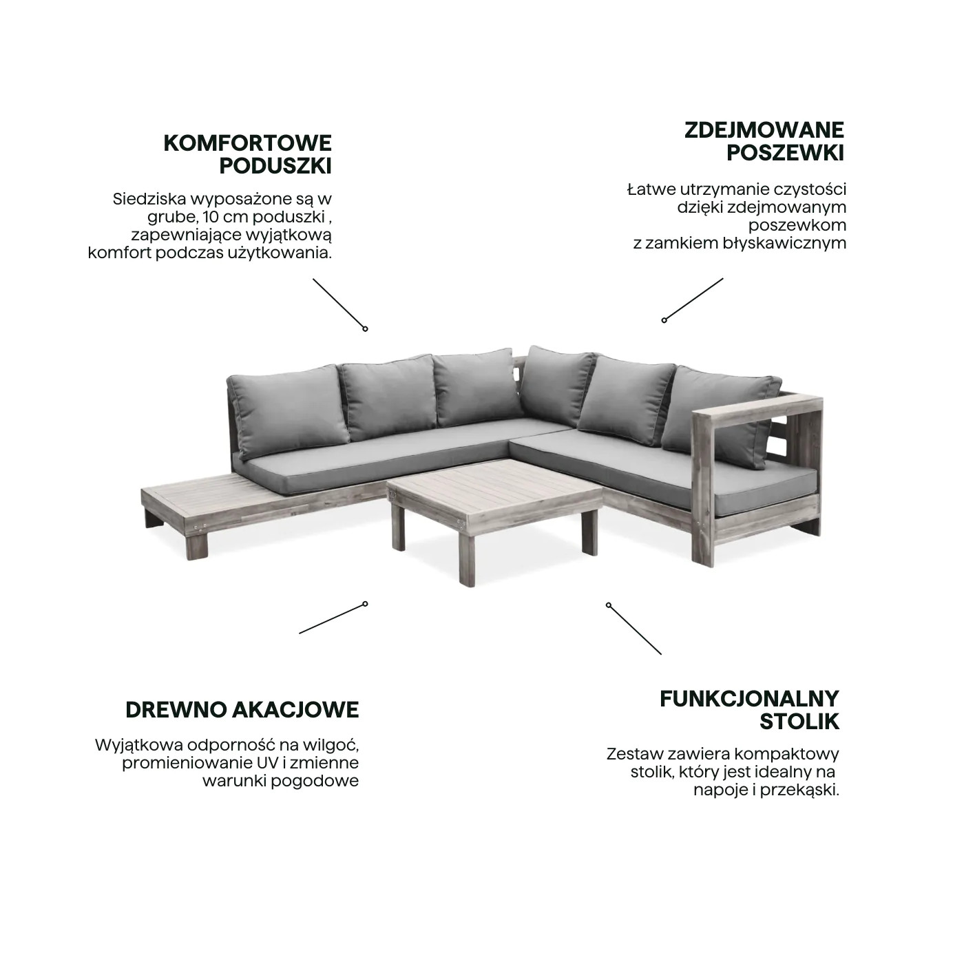 HAVLA CAFFE CORNER SOFA ACACIA WOOD