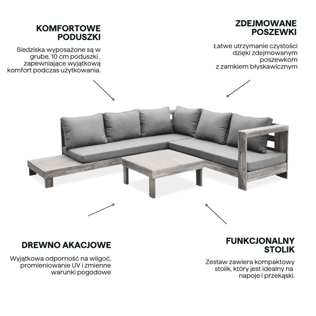 HAVLA CAFFE CORNER SOFA ACACIA WOOD