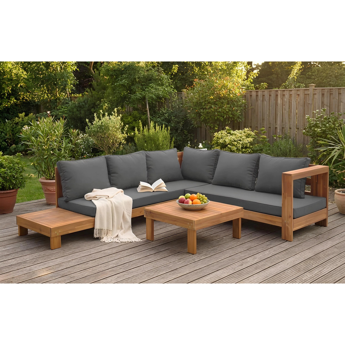 HAVLA CAFFE CORNER SOFA ACACIA WOOD