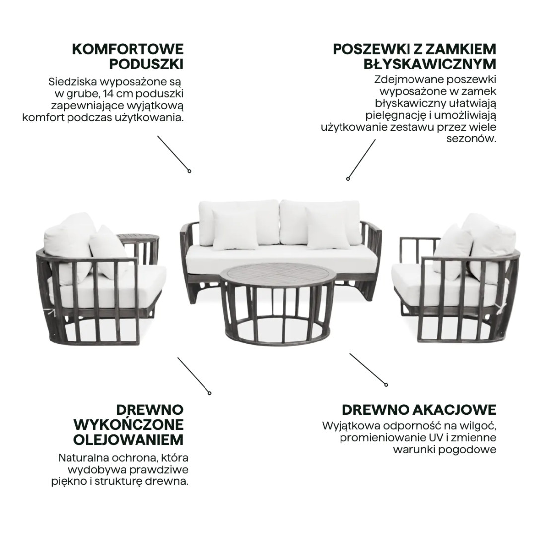 NUVIA CAFFE ACACIA WOOD SET