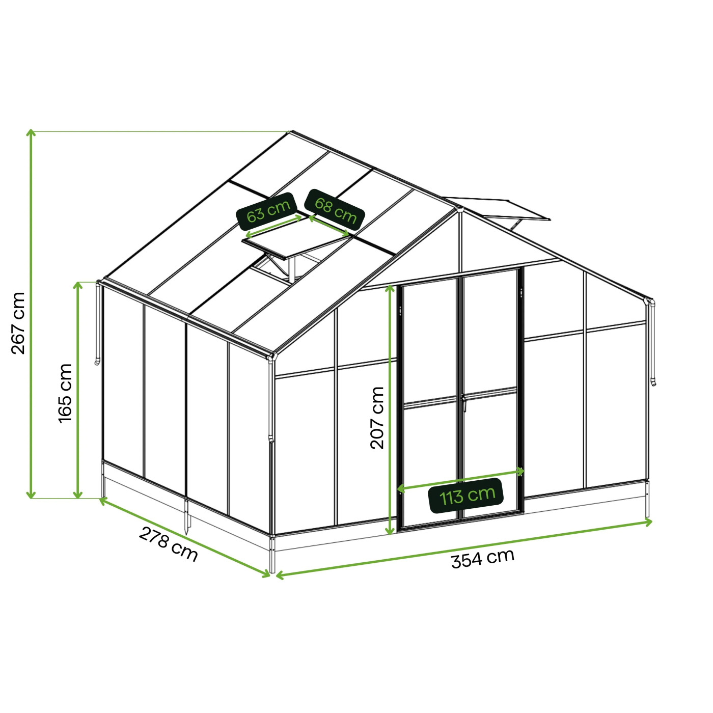 SOLID PC GREENHOUSE 278x354 BLACK