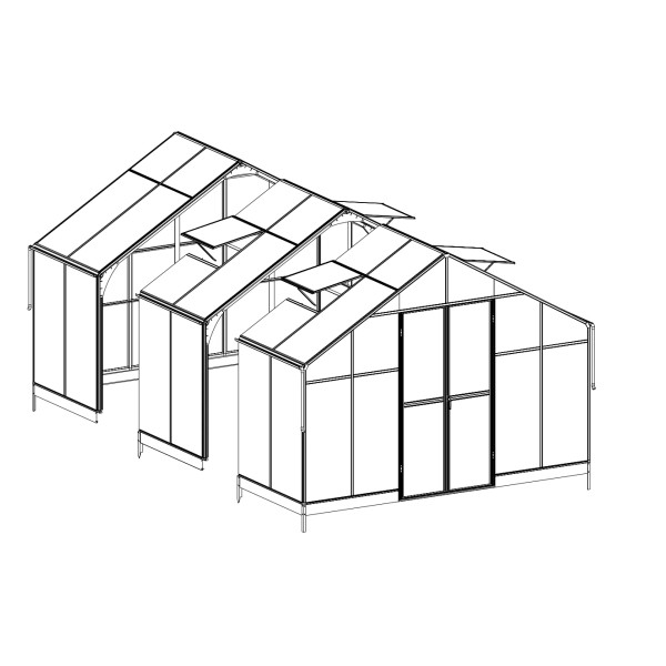 SOLID PC GREENHOUSE MODULE 137x354 BLACK