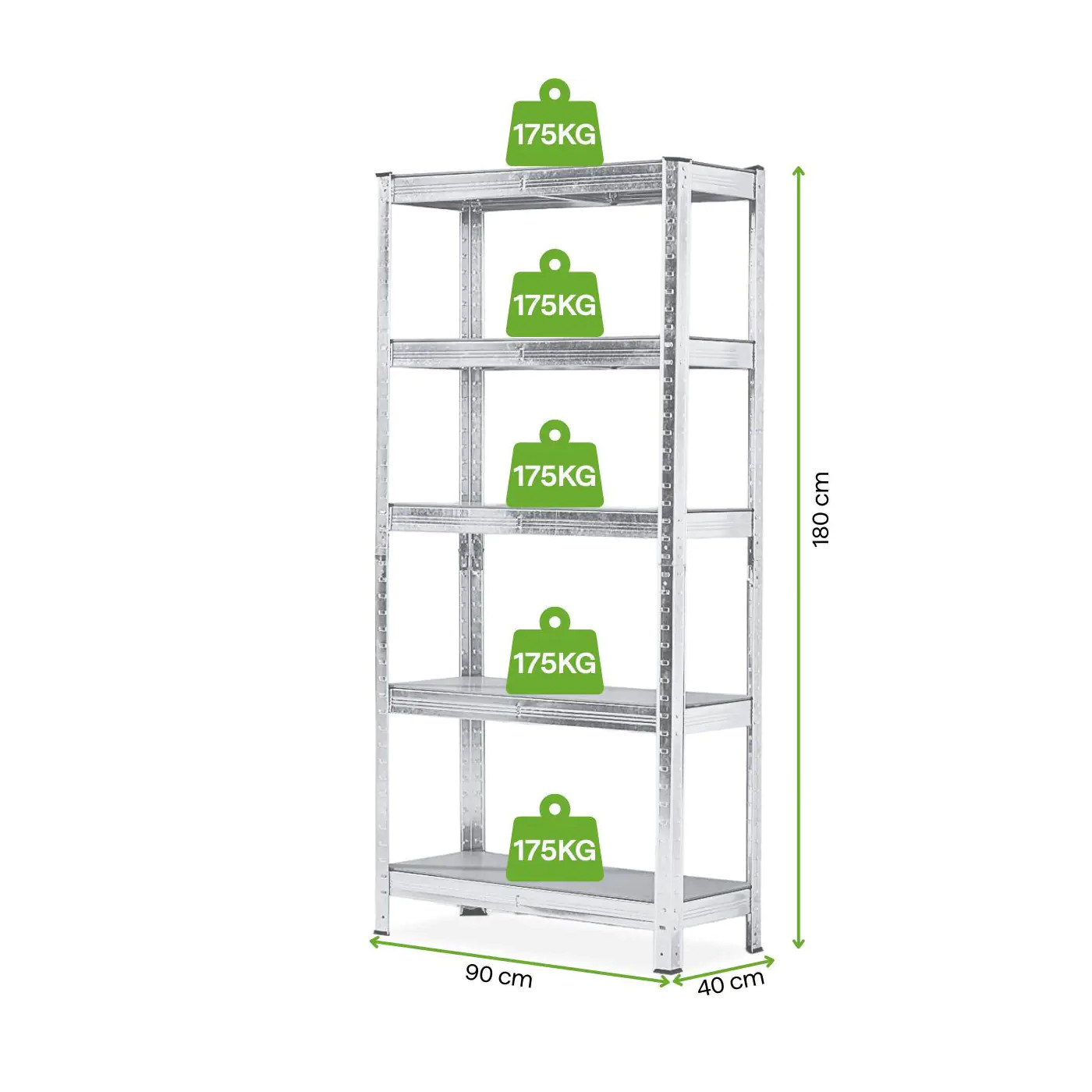 METAL SHELVING UNIT 180x90x40CM (SET OF 2)